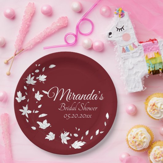 Herbstwein und Weißes Brautparty Pappteller (Party)