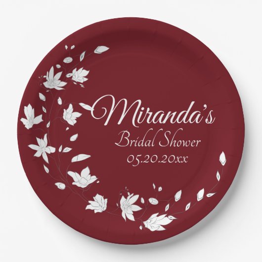 Herbstwein und Weißes Brautparty Pappteller (Vorderseite)