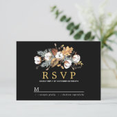 Herbstweiße Blütengoldblüte Verlass Hochzeit RSVP Karte (Stehend Vorderseite)