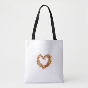 Herbstweiße Tragetasche - Blatt-Herz-Design Tasche