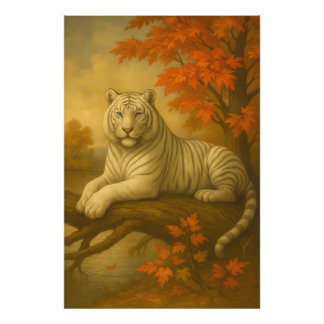 Herbstweißer Tiger – Fine Art Leinwand Fotodruck