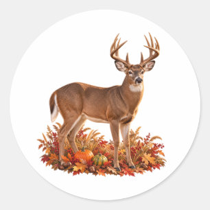 Herbstweißwedelhirschböckchen-Wald Runder Aufkleber