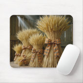 Herbstweizenbündel mit Karierter Schleife Mousepad (Mit Mouse)