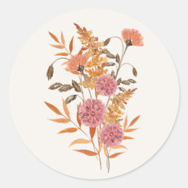 Herbstwiese Botanischer Hochzeitsaufkleber Runder Aufkleber