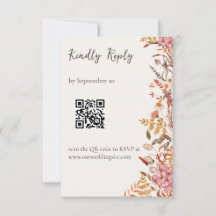 Herbstwiese Florale QR-Code-Hochzeitsantwortkarte