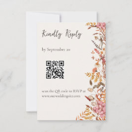 Herbstwiese Florale QR-Code-Hochzeitsantwortkarte RSVP Karte