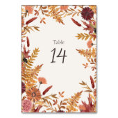 Herbstwiese Florale Tischnummern-Tafel Tischnummer (Rückseite)