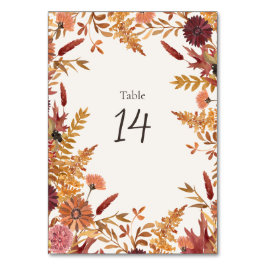 Herbstwiese Florale Tischnummern-Tafel Tischnummer