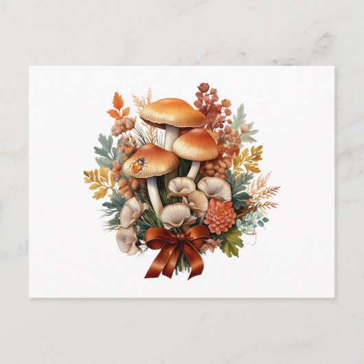 Herbstwild Pilze und Blätter Waldkollektion Feiertagspostkarte (Vorderseite)