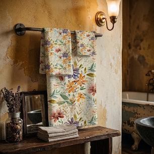 Herbstwildblumenmuster Badhandtuch Set