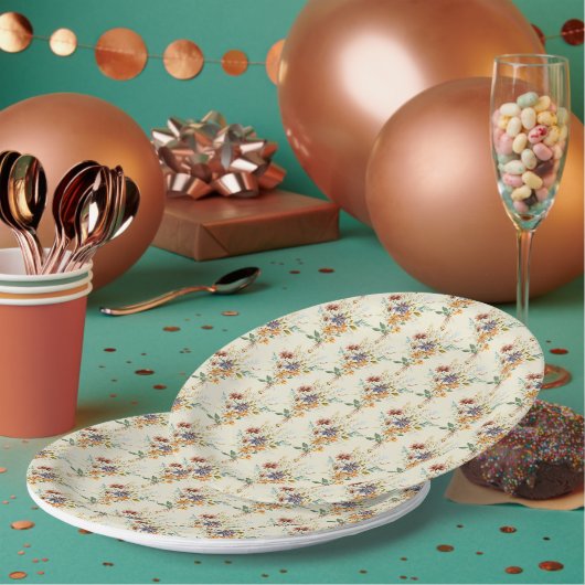 Herbstwildblumenmuster Pappteller (Multi)