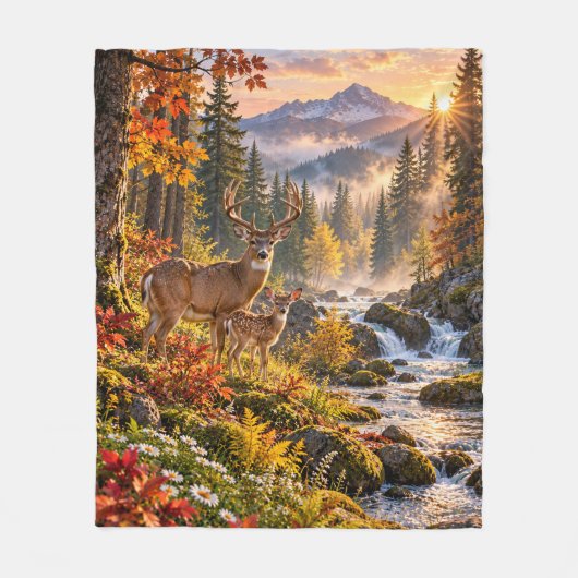 Herbstwildnis der Hirsche Fleecedecke (Vorderseite)