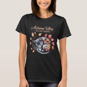 Herbstwoben & Katzen Nickerchen Sonnige Schlafkatz T-Shirt