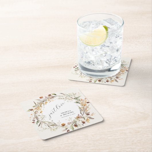 Herbstwoche BOHO Hochzeit in der Wildblume Floral Rechteckiger Pappuntersetzer (Vor Ort)