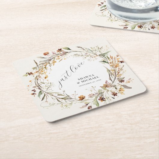 Herbstwoche BOHO Hochzeit in der Wildblume Floral Rechteckiger Pappuntersetzer (angewinkelt)
