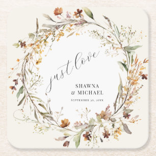 Herbstwoche BOHO Hochzeit in der Wildblume Floral Rechteckiger Pappuntersetzer