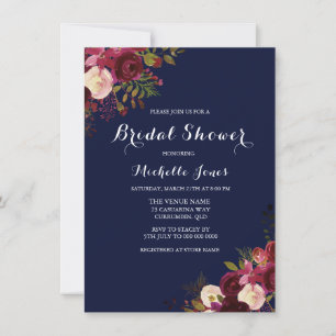 Herbstwoche Brautparty von Navy & Red Floral Einladung