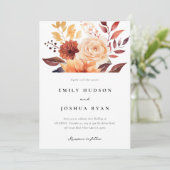 Herbstwoche Floral Boho Hochzeit Einladung (Stehend Vorderseite)