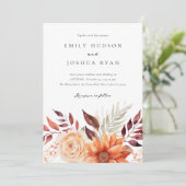 Herbstwoche Floral Boho Hochzeit Einladung (Stehend Vorderseite)