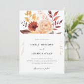 Herbstwoche Floral Boho Hochzeit Einladung (Stehend Vorderseite)