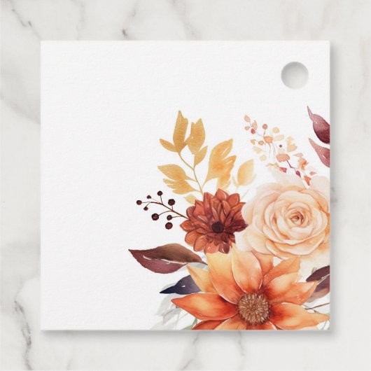 Herbstwoche Floral Boho Hochzeit Geschenkanhänger (Rückseite)