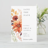 Herbstwoche Floral Boho Hochzeit Save The Date (Stehend Vorderseite)