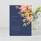 Herbstwoche in der Liebe Navy Blauer Herbst Einladung (Stehend Vorderseite)