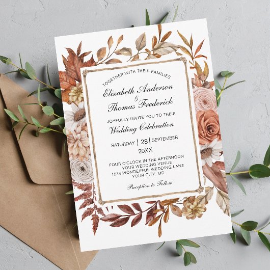 Herbstwoche lässt florale feierliche Hochzeit Einladung