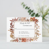 Herbstwoche lässt florale feierliche Hochzeit RSVP Karte (Stehend Vorderseite)