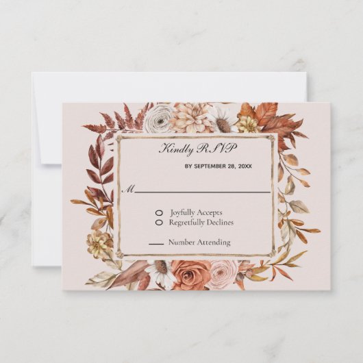 Herbstwoche lässt florale feierliche Hochzeit RSVP Karte (Vorderseite)