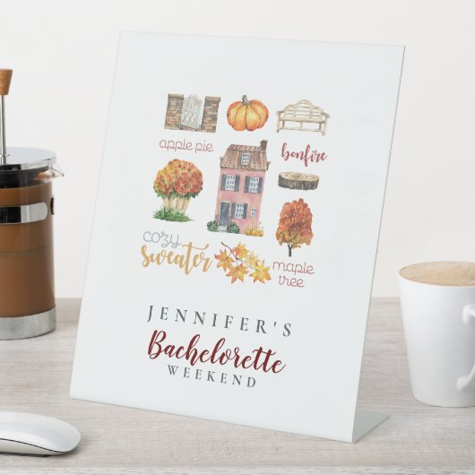 Herbstwoche Rustikaler Junggeselinnen-Abschied Sockelschild (In Situ)