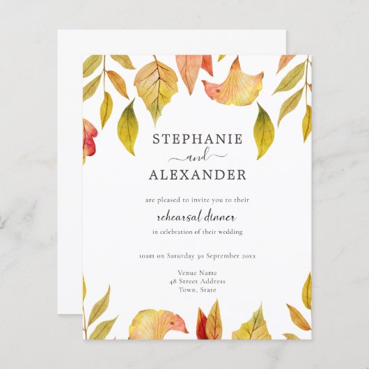 Herbstwochenende - Einladung zur Hochzeitsfeier Pr (Vorne/Hinten)