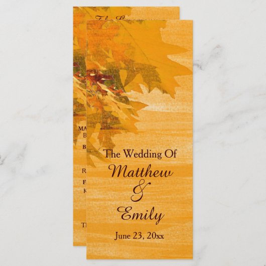 Herbstwochenende Hochzeitsprogramm Programm (Vorne/Hinten)