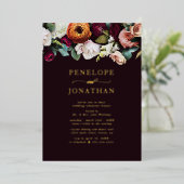 Herbstwochenende Hochzeitstag Probe Gold Folieneinladung (Stehend vorne)