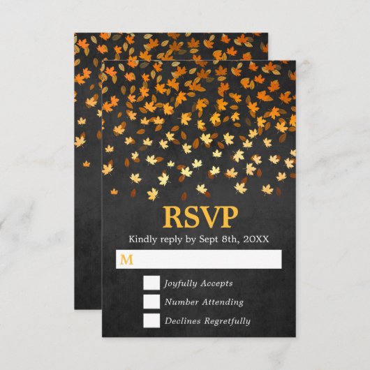 Herbstwochenende mit Gold und Black Grunge RSVP Karte (Vorne/Hinten)