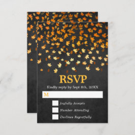 Herbstwochenende mit Gold und Black Grunge RSVP Karte