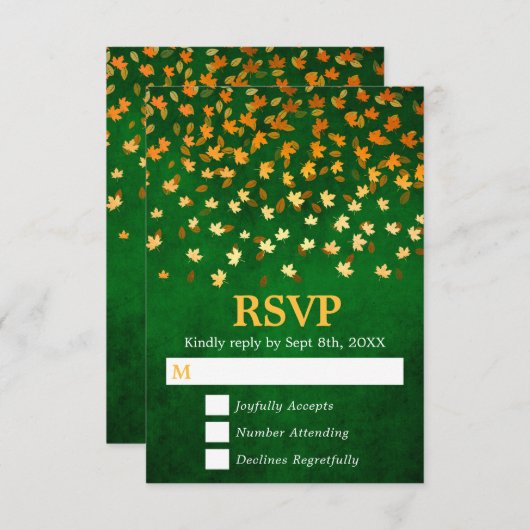 Herbstwochenende mit Gold und Green Grunge RSVP Karte (Vorne/Hinten)