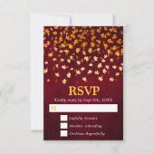 Herbstwochenende mit Gold und Red Grunge RSVP Karte (Vorderseite)