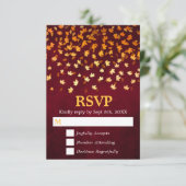Herbstwochenende mit Gold und Red Grunge RSVP Karte (Stehend Vorderseite)