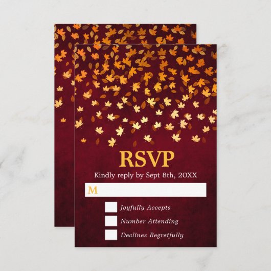 Herbstwochenende mit Gold und Red Grunge RSVP Karte (Vorne/Hinten)