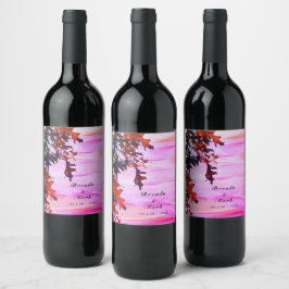 Herbstwochenende Orange Pink Swirt Party Weinetikett