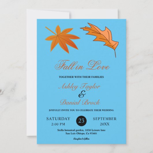 Herbstwochenende Rustikale Blauer Fall Blumenhochz Einladung (Vorderseite)