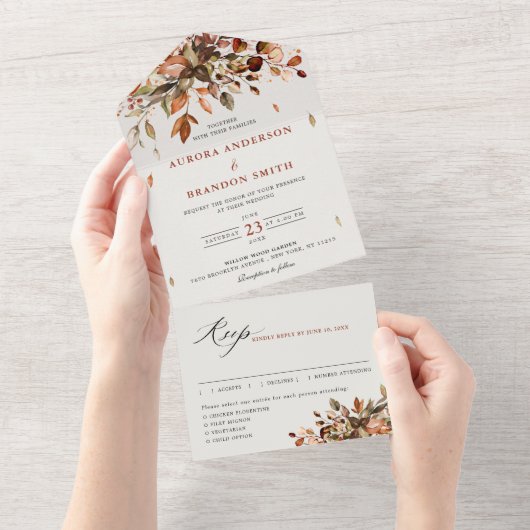 Herbstwochenende Rustikale Boho Hochzeit All In One Einladung (Abreißen)