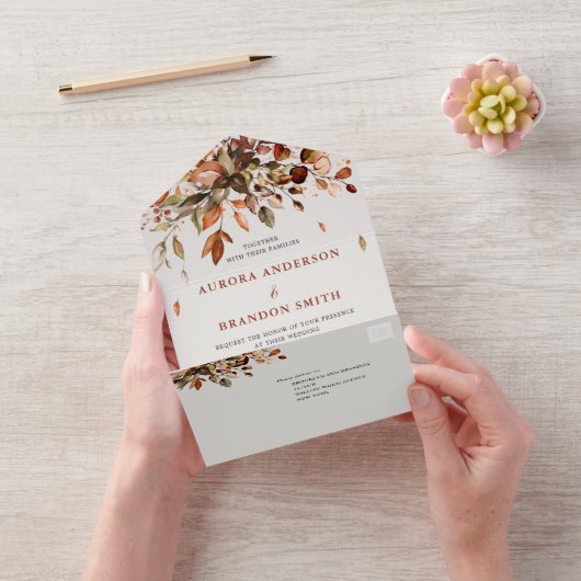 Herbstwochenende Rustikale Boho Hochzeit All In One Einladung (Video)