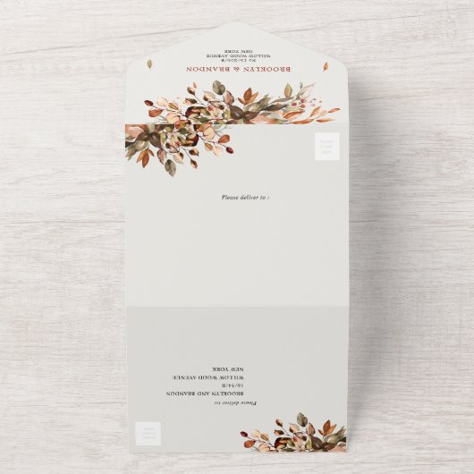 Herbstwochenende Rustikale Boho Hochzeit All In One Einladung (Außenbereich)