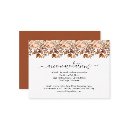 Herbstwochenende Rustikale Boho Hochzeit Begleitkarte (Vorderseite/Rückseite Beispiel)