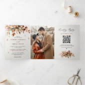 Herbstwochenende Rustikale Boho Hochzeit Dreifach Gefaltete Ankündigung (Innenseite)