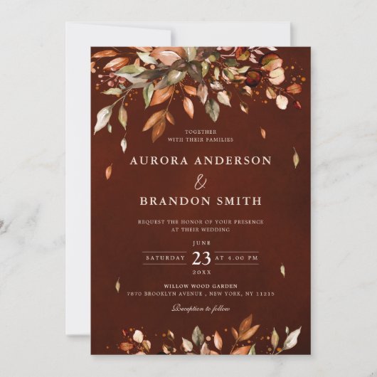 Herbstwochenende Rustikale Boho Hochzeit Einladung (Vorderseite)