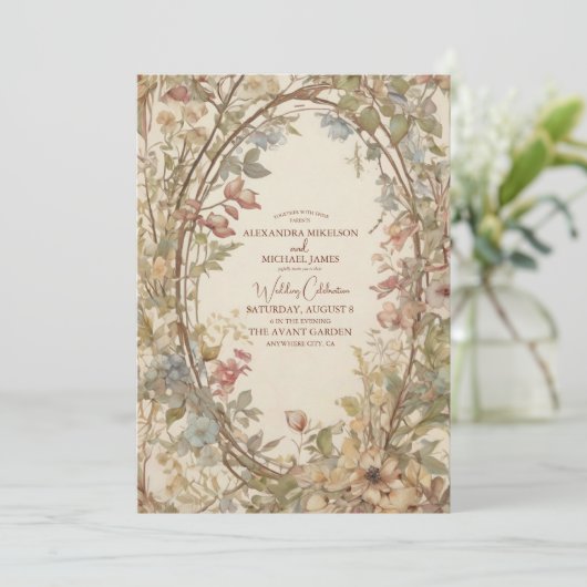 Herbstwochenende Rustikale Boho Hochzeit Einladung (Stehend Vorderseite)