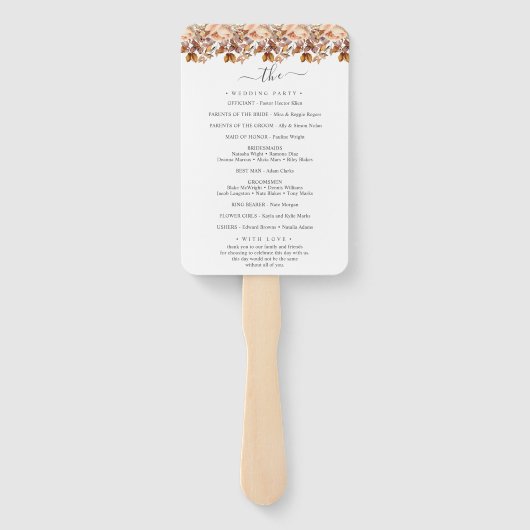 Herbstwochenende Rustikale Boho Hochzeit Fächer (Rückseite)